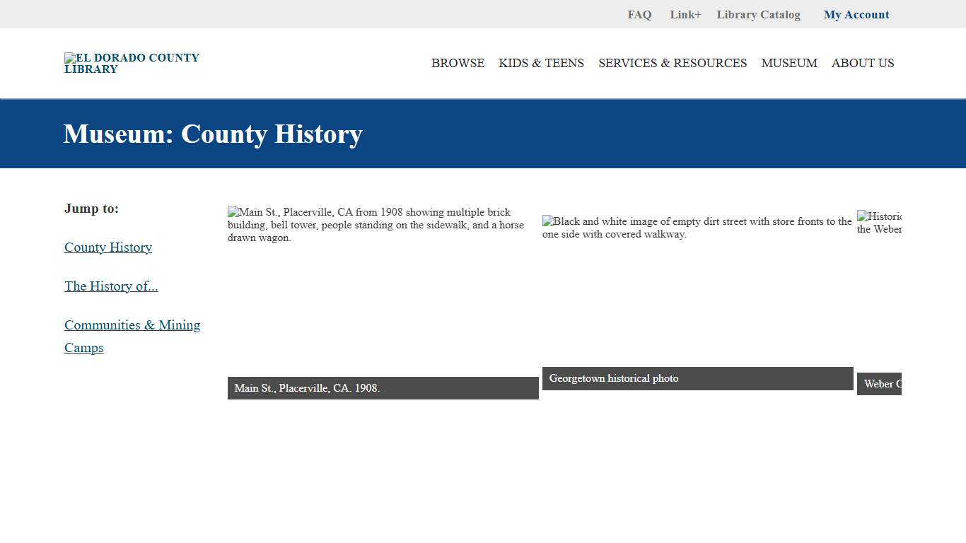 Museum: County History – El Dorado County Library